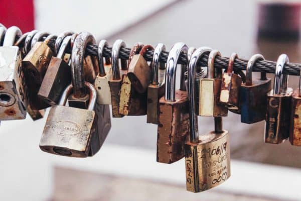 Locked padlocks used to symbolise password security