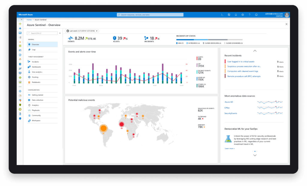 azure sentinel screen shot