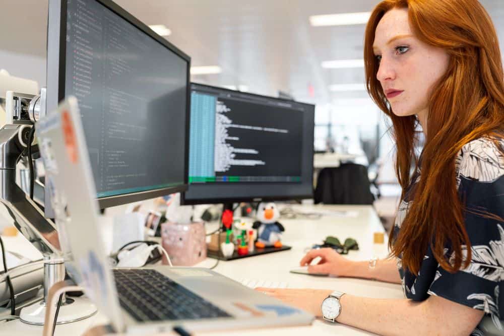 Woman at PC Coding